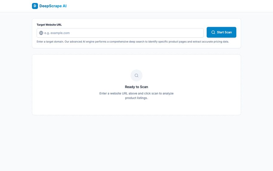 Screenshot of the DeepScrape AI app interface