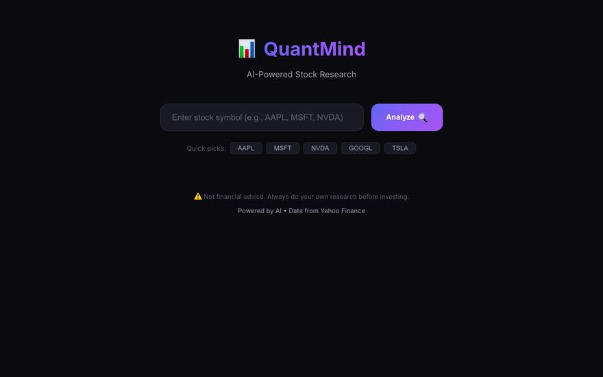 Screenshot of the QuantMind app interface