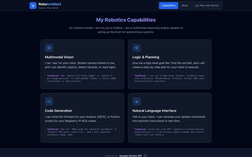 Screenshot of the RoboArchitect app interface